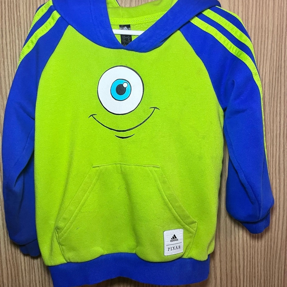 Adidas Kids Hoodie with Pixar Design in Green and Blue